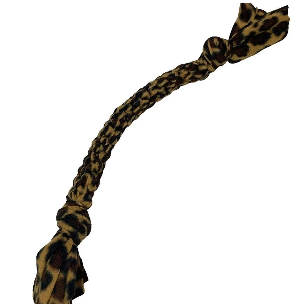 Upcycled Handmade Leopard Spot Super Strong Soft Fleece Tug of War Dog Chew Toy